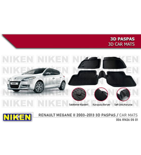 Renault Megane 3 Havuzlu 3D Paspas Niken Siyah 2011+ Sonrası