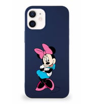 Apple iPhone 12 Mini Soft Premier Kapak Minnie Mouse-D Tasarımlı Silikon Kılıf - Lacivert (Şeffaf)