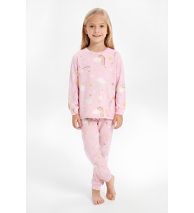 %100 Pamuk ve Baskılı Kız Çocuk Pijama Takımı 3-8 Yaş 12740IS MODANINO