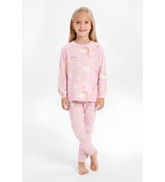 %100 Pamuk ve Baskılı Kız Çocuk Pijama Takımı 3-8 Yaş 12740IS MODANINO