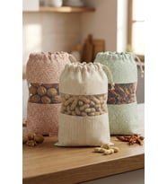 3 Adet Bakliyat Kesesi Büyük Boy 24x34 cm Erzak Kuru Gıda Saklama Kabı Torbası Fileli Bez Soft-Set