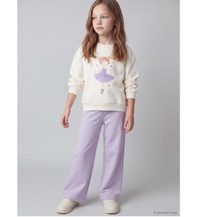 LCW Kids Ekru Baskılı Kız Çocuk Eşofman Takım