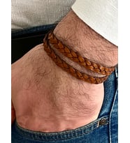 Taba Renk %100 Deri Yılan Sarmalı Dolamalı Erkek Bileklik 40cm (Türk El Üretimi)