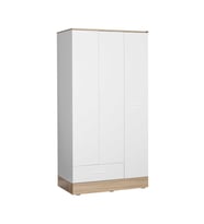 Adore Mobilya Base 3 Kapaklı Tek Çekmeceli Gardırop İtalyan Meşe-Mat Beyaz 103x198x52 cm (GxYxD)