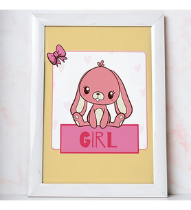 Ezgoola Kız & Erkek Bebek Odası Koleksiyonu / Girl Tablo / Yeni Doğan Hediye / Pastel Renkler / Bebek Odası / Sevimli Hayvanlar / Hediye / Poster (Beyaz)