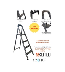 Kutlu Dayanıklı 3+1 Metal Basamaklı Merdiven