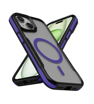 Apple iPhone 13 Uyumlu Kılıf M-safe Şarj Özellikli Renkli Kenar Airbag Şeritli Zore Lamer Kapak (Mor)