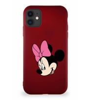 Apple iPhone 11 Soft Premier Kapak Minnie Mouse-B Tasarımlı Silikon Kılıf - Mürdüm (Şeffaf)