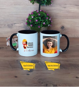 Mühendisler Günü Hediyesi Kupa Bardak Siyah Fotoğraflı Mühendis Hanım