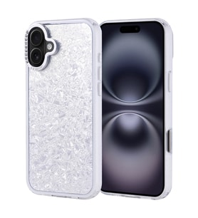 iPhone 16 Plus Kılıf Taşlı Tasarımlı Kapi Kılıf (Gümüş)
