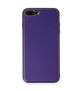 iPhone 7 Plus Kılıf Coco Deri Silikon Kapak - Mor