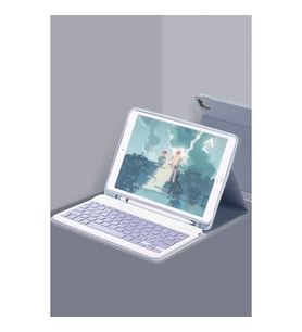 İpad 10.2 (9.nesil) Kılıf Kc01 Smart Klavyeli Tablet Kılıfı - Lacivert