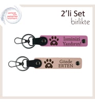 Evcil Hayvanını Kaybetmiş Kişilere Anı Niteliğinde, Kalpli Pati Temalı Deri Set, Pembe-Yavru Ağzı