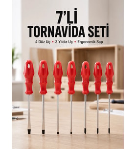 Ev Ve Atölye Kullanımına Uygun 7 Parça Tornavida Seti