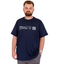 Mode XL Büyük Beden Erkek T-Shirt Bisiklet Yaka NYC New York U25019 İndigo