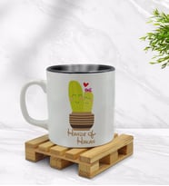 BK Gift Kişiye Özel Kaktüs Tasarımlı İçi Siyah Renkli Kupa Bardak Model 13