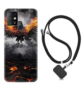 INFINIX Hot 8 9 10 11S Hot 10 Play 10T Kılıf Boyun Askılı Silikon Ateş Kartalı 1766