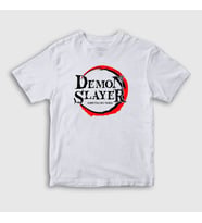 Presmono Unisex Çocuk Beyaz Logo İblis Avcısı Anime Demon Slayer Kimetsu No Yaiba T-Shirt 308540tt (Beyaz)