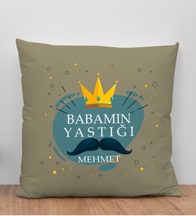 BK Gift Kişiye Özel İsimli Babalar Günü Tasarımlı Haki Kırlent Yastık-2, Babaya Hediye, Ev Dekorasyonu, Babalar Günü Hediyesi