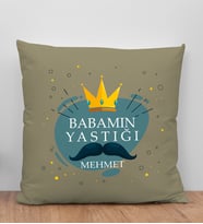 BK Gift Kişiye Özel İsimli Babalar Günü Tasarımlı Haki Kırlent Yastık-2, Babaya Hediye, Ev Dekorasyonu, Babalar Günü Hediyesi