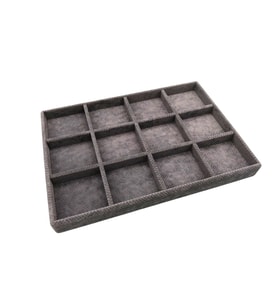Yerli Üretim Keten Kumaş Füme Renk 34 cm / 24 cm  12 Bölmeli Çekmece İçi Takı Standı