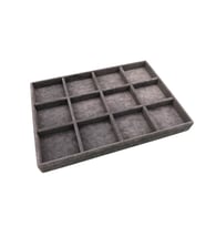 Yerli Üretim Keten Kumaş Füme Renk 34 cm / 24 cm  12 Bölmeli Çekmece İçi Takı Standı