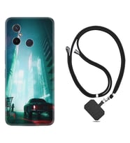 Xiaomi Redmi 12C Kılıf Silikon Boyun Askılı İpli Desenli Silikon Night Cars 1619