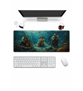 SonicTouch Klavye Mousepad 32x70cm Dikişsiz Pürüzsüz Sıvı Geçirmez Kaymaz Taban Okyanus Senfonisi