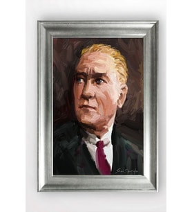 Gümüş Çerçeveli Atatürk Tablo cv1114