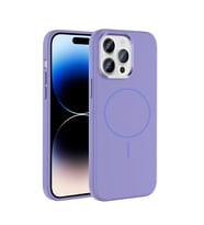 Apple iPhone 14 Pro Max Uyumlu Kılıf M-Safe Şarj Özellikli Metal Kamera Çerçeveli Zore Edi Silikon Kapak (Lila)