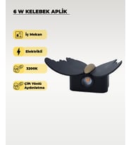 6W. Kelebek Aplik Çift Yönlü Amber Işık (Siyah)