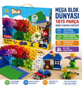 Mega Blok Dünyası 1615 Parça Renkli Yaratıcı Lego Seti 48x24 Tabanlı
