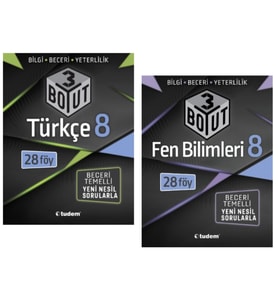 TUDEM YAYINLARI 8.SINIF LGS 3 BOYUT TÜRKÇE - FEN BİLİMLERİ BECERİ TEMELLİ SORU BANKASI