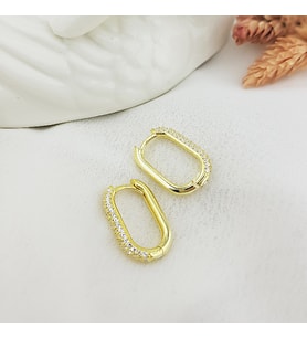 Vaoov 925 Ayar Gümüş Dikdörtgen Küpe (Gold)