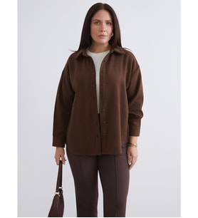 LCWAIKIKI Classic Kahverengi Oversize Kadın Oduncu Gömlek Ceket