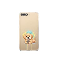 Huawei Y6 2018 ile Uyumlu Splash Köpek Tasarımlı Şeffaf Silikon Kılıf