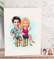 BK Gift Kişiye Özel Sevgililer Karikatürlü Dekoratif Mini Kanvas Tablo 15x20cm-51