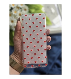 Samsung Galaxy A51 Uyumlu Kırmızı Kalp Tasarımlı Şeffaf Telefon Kılıfı