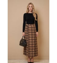 FTZ Women Kadın Ekoseli Etek Beige 31357