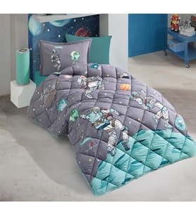 Clasy Ranforce %100 Pamuk Tek Kişilik Uyku Seti (Lastikli Çarşaflı) Space (Çok Renkli)