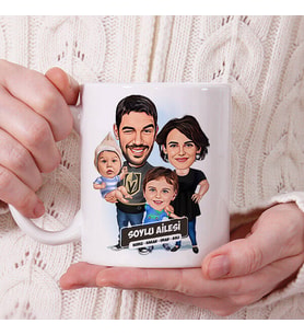 Kişiye Özel 2 Çocuklu Mükemmel Aile Karikatürlü Kupa Bardak