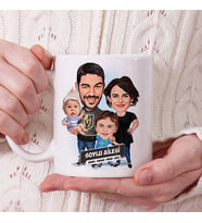 Kişiye Özel 2 Çocuklu Mükemmel Aile Karikatürlü Kupa Bardak