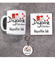 Diyaliz Teknikeri Kupa Bardak Altlık ve Anahtarlık Hediye Seti (Model 1)