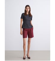 LCW Vision Bordo Loose Fit %100 Keten Kadın Pileli Şort
