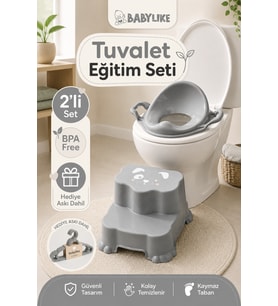 Tuvalete İlk Adım Seti-Bebek&Çocuk için Tuvalet Eğitimi-Kaydırmaz Basamak v