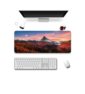 SonicTouch Klavye Mousepad 40x90cm Dikişsiz Pürüzsüz Sıvı Geçirmez Kaymaz Taban Kızıl Dağlar