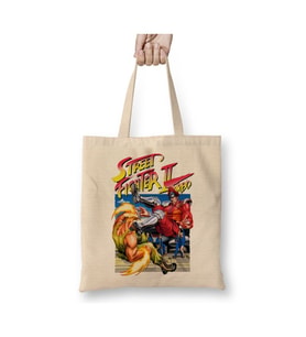 Street Fighter Afiş Poster Beyaz Bez Çanta Uzun Saplı Alışveriş Çantası Plaj Çantası