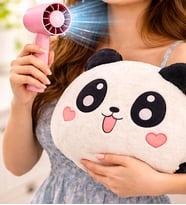 Mini Şarjlı El Fanı 3 Kademli Turbo  & Sevimli Panda Polar Yastık