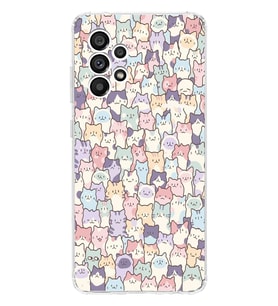 Samsung Galaxy A33 Uyumlu Sevimli Kediler Desenli Şeffaf Telefon Kılıfı