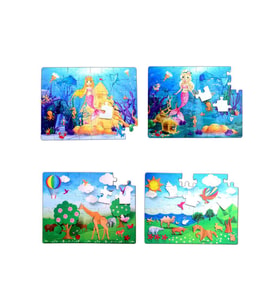 4 Set - 96 Parça Tox Origami ve Deniz Kızı 5+ Keçe Yapboz - 5 Yaş Puzzle T041 T018
